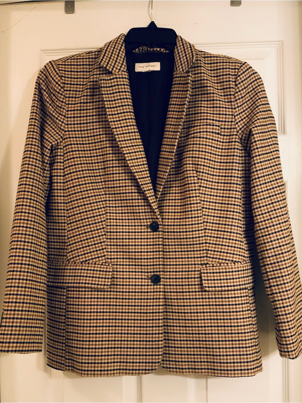 Free Assembly Beige Houndstooth Relaxed Fit Blazer Heavyweight Size S - Picture 6 of 7
